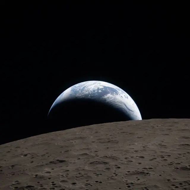 An Earthset, captured by the Artemis II crew from the Orion Integrity spacecraft during Monday’s flyby.